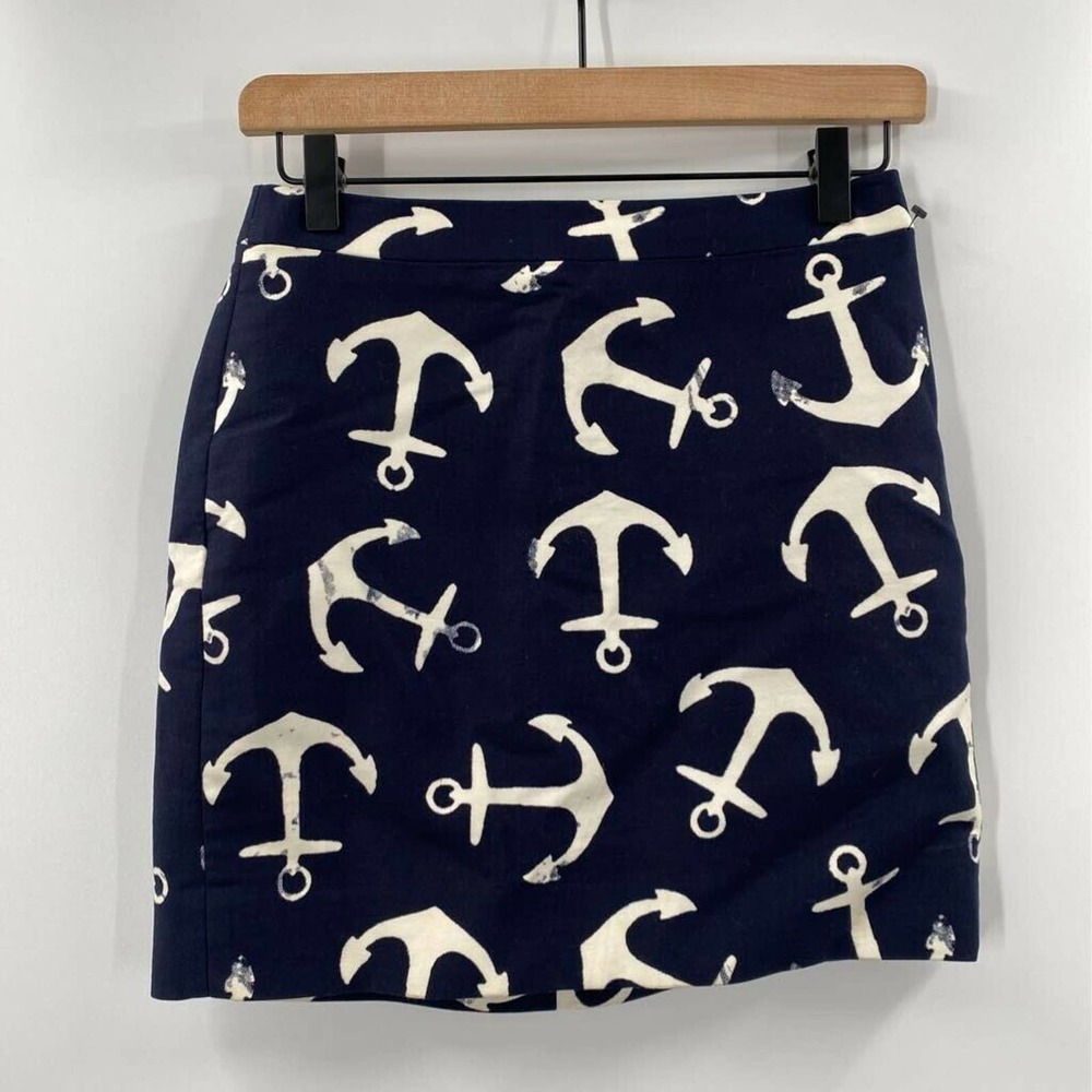 J. Crew Postage Stamp A Line Skirt Anchor Print